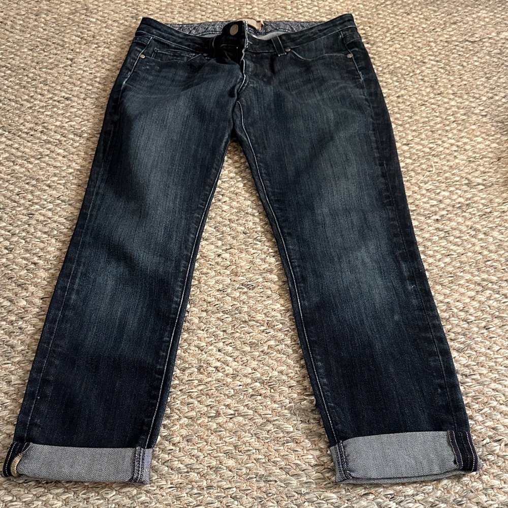 PAIGE Women's Boyfriend Jeans in Dark Blue Wash